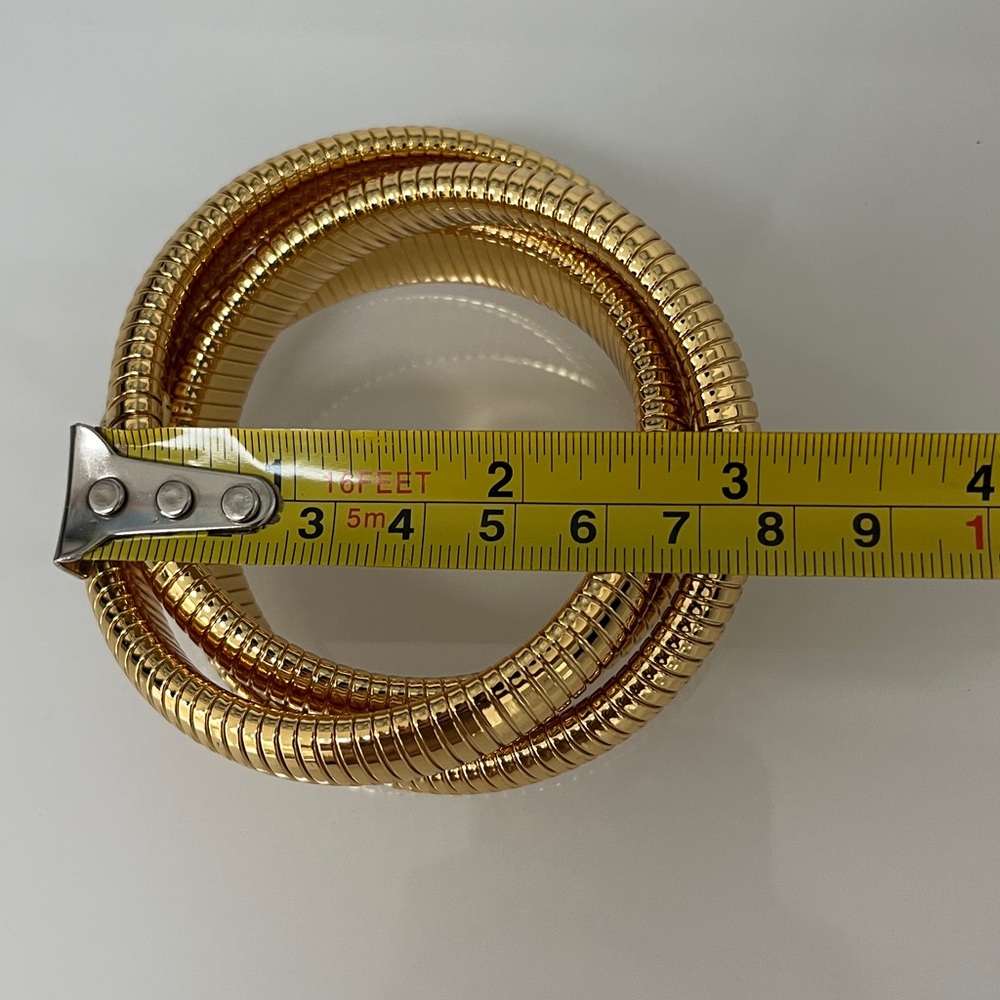 Chunky Tubogas Cobra Stretch Bracelet Gold Tone Triple Strand Serpenti NWOT - Picture 6 of 6